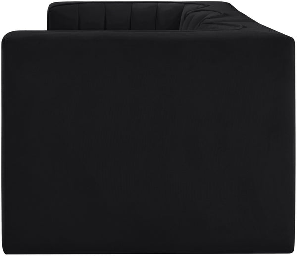 Meridian Furniture Rummi Channel Tufted Velvet Modular Sofa Three Piece Set for Modern Living Rooms 660Black-S97