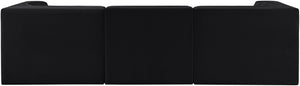 Meridian Furniture Rummi Channel Tufted Velvet Modular Sofa Three Piece Set for Modern Living Rooms 660Black-S97