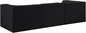 Meridian Furniture Rummi Channel Tufted Velvet Modular Sofa Three Piece Set for Modern Living Rooms 660Black-S97