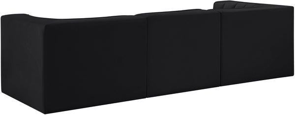 Meridian Furniture Rummi Channel Tufted Velvet Modular Sofa Three Piece Set for Modern Living Rooms 660Black-S97