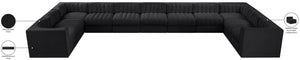 Meridian Furniture Rummi 11 Piece Modular Sectional Velvet Performance Fabric with Channel Tufting 660Black-Sec11A