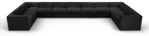 Meridian Furniture Rummi 11 Piece Modular Sectional Velvet Performance Fabric with Channel Tufting 660Black-Sec11A