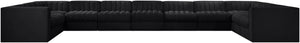 Meridian Furniture Rummi 11 Piece Modular Sectional Velvet Performance Fabric with Channel Tufting 660Black-Sec11A