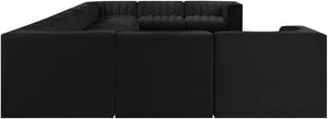 Meridian Furniture Rummi 11 Piece Modular Sectional Velvet Performance Fabric with Channel Tufting 660Black-Sec11A