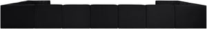 Meridian Furniture Rummi 11 Piece Modular Sectional Velvet Performance Fabric with Channel Tufting 660Black-Sec11A