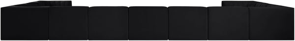 Meridian Furniture Rummi 11 Piece Modular Sectional Velvet Performance Fabric with Channel Tufting 660Black-Sec11A