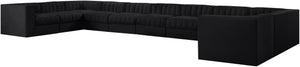Meridian Furniture Rummi 11 Piece Modular Sectional Velvet Performance Fabric with Channel Tufting 660Black-Sec11A