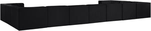 Meridian Furniture Rummi 11 Piece Modular Sectional Velvet Performance Fabric with Channel Tufting 660Black-Sec11A