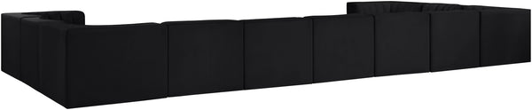 Meridian Furniture Rummi 11 Piece Modular Sectional Velvet Performance Fabric with Channel Tufting 660Black-Sec11A