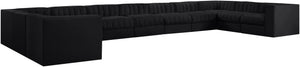 Meridian Furniture Rummi 11 Piece Modular Sectional Velvet Performance Fabric with Channel Tufting 660Black-Sec11A