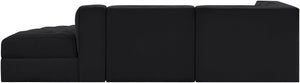 Meridian Furniture Rummi Channel Tufted Velvet Modular Sectional Sofa with Solid Wood Frame for Modern Living Black 660Black-Sec3A