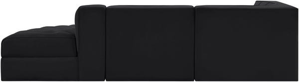 Meridian Furniture Rummi Channel Tufted Velvet Modular Sectional Sofa with Solid Wood Frame for Modern Living Black 660Black-Sec3A