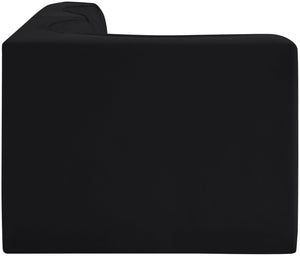 Meridian Furniture Rummi Channel Tufted Velvet Modular Sectional Sofa with Solid Wood Frame for Modern Living Black 660Black-Sec3A