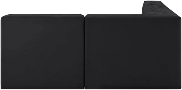 Meridian Furniture Rummi Four Piece Modular Sectional Velvet Channel Tufted Low Profile Lounge Sofa 660Black-Sec4A