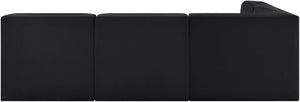 Meridian Furniture Rummi Four Piece Modular Sectional Velvet Channel Tufted Low Profile Lounge Sofa 660Black-Sec4A