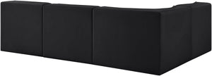 Meridian Furniture Rummi Four Piece Modular Sectional Velvet Channel Tufted Low Profile Lounge Sofa 660Black-Sec4A