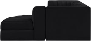 Meridian Furniture Rummi Channel Tufted Black Velvet Modular Sectional Low Profile Living Room Sofa 660Black-Sec4C