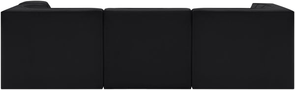 Meridian Furniture Rummi Channel Tufted Black Velvet Modular Sectional Low Profile Living Room Sofa 660Black-Sec4C