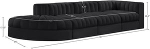 Meridian Furniture Rummi Channel Tufted Modular Sectional in Stain Resistant Black Velvet for Living Rooms 660Black-Sec4D