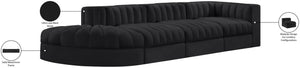 Meridian Furniture Rummi Channel Tufted Modular Sectional in Stain Resistant Black Velvet for Living Rooms 660Black-Sec4D