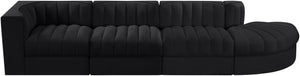 Meridian Furniture Rummi Channel Tufted Modular Sectional in Stain Resistant Black Velvet for Living Rooms 660Black-Sec4D