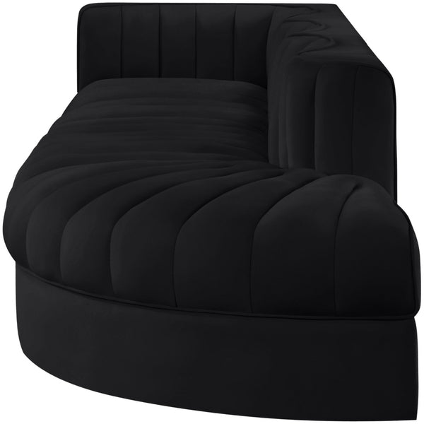 Meridian Furniture Rummi Channel Tufted Modular Sectional in Stain Resistant Black Velvet for Living Rooms 660Black-Sec4D