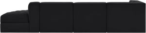 Meridian Furniture Rummi Channel Tufted Modular Sectional in Stain Resistant Black Velvet for Living Rooms 660Black-Sec4D