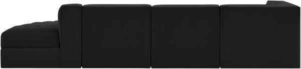 Meridian Furniture Rummi Channel Tufted Modular Sectional in Stain Resistant Black Velvet for Living Rooms 660Black-Sec4D