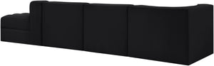 Meridian Furniture Rummi Channel Tufted Modular Sectional in Stain Resistant Black Velvet for Living Rooms 660Black-Sec4D