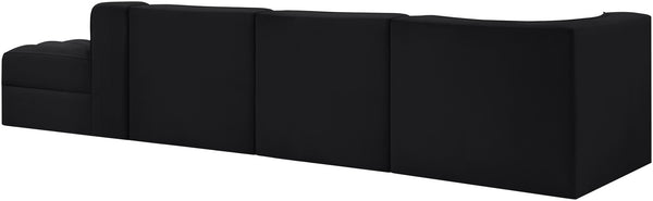 Meridian Furniture Rummi Channel Tufted Modular Sectional in Stain Resistant Black Velvet for Living Rooms 660Black-Sec4D