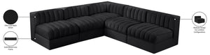 Meridian Furniture Rummi Five Piece Channel Tufted Velvet Modular Sectional for Open Living Spaces 660Black-Sec5A