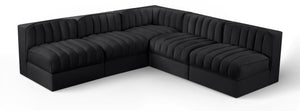 Meridian Furniture Rummi Five Piece Channel Tufted Velvet Modular Sectional for Open Living Spaces 660Black-Sec5A