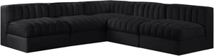 Meridian Furniture Rummi Five Piece Channel Tufted Velvet Modular Sectional for Open Living Spaces 660Black-Sec5A