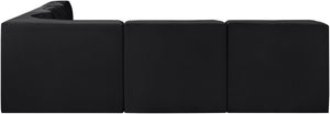 Meridian Furniture Rummi Five Piece Channel Tufted Velvet Modular Sectional for Open Living Spaces 660Black-Sec5A