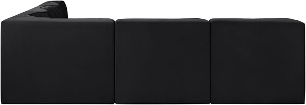 Meridian Furniture Rummi Five Piece Channel Tufted Velvet Modular Sectional for Open Living Spaces 660Black-Sec5A