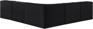 Meridian Furniture Rummi Five Piece Channel Tufted Velvet Modular Sectional for Open Living Spaces 660Black-Sec5A