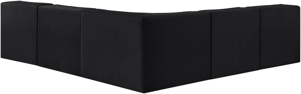 Meridian Furniture Rummi Five Piece Channel Tufted Velvet Modular Sectional for Open Living Spaces 660Black-Sec5A