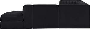 Meridian Furniture Rummi Five Piece Modular Sectional with Channel Tufted Black Velvet Upholstery 660Black-Sec5C