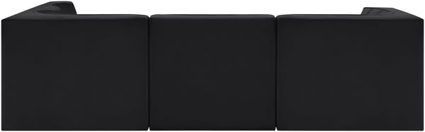 Meridian Furniture Rummi Five Piece Modular Sectional with Channel Tufted Black Velvet Upholstery 660Black-Sec5C
