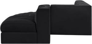 Meridian Furniture Rummi Five Piece Modular Sectional Black Velvet Channel Tufted Low Profile Sofa 660Black-Sec5D