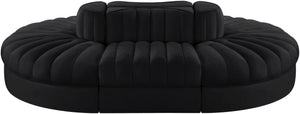 Meridian Furniture Rummi Six Piece Modular Sectional Black Velvet Channel Tufted Contemporary Sofa 660Black-Sec6C