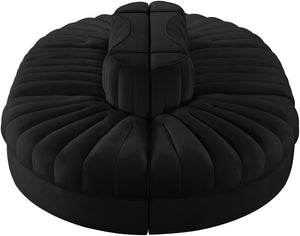 Meridian Furniture Rummi Six Piece Modular Sectional Black Velvet Channel Tufted Contemporary Sofa 660Black-Sec6C