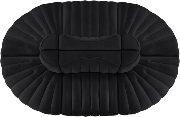 Meridian Furniture Rummi Six Piece Modular Sectional Black Velvet Channel Tufted Contemporary Sofa 660Black-Sec6C