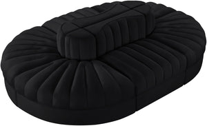 Meridian Furniture Rummi Six Piece Modular Sectional Black Velvet Channel Tufted Contemporary Sofa 660Black-Sec6C