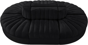 Meridian Furniture Rummi Six Piece Modular Sectional Black Velvet Channel Tufted Contemporary Sofa 660Black-Sec6C