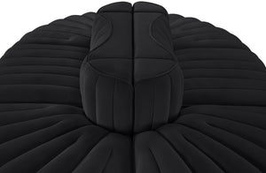Meridian Furniture Rummi Six Piece Modular Sectional Black Velvet Channel Tufted Contemporary Sofa 660Black-Sec6C
