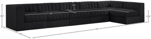 Meridian Furniture Rummi Six Piece Modular Sectional Channel Tufted Velvet Sofa for Open Living Spaces 660Black-Sec6E
