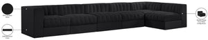 Meridian Furniture Rummi Six Piece Modular Sectional Channel Tufted Velvet Sofa for Open Living Spaces 660Black-Sec6E