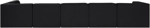 Meridian Furniture Rummi Six Piece Modular Sectional Channel Tufted Velvet Sofa for Open Living Spaces 660Black-Sec6E