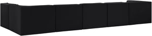 Meridian Furniture Rummi Six Piece Modular Sectional Channel Tufted Velvet Sofa for Open Living Spaces 660Black-Sec6E